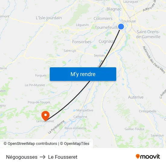 Négogousses to Le Fousseret map