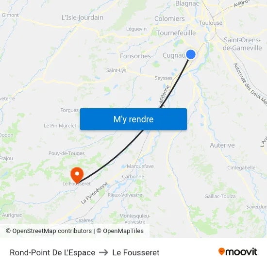 Rond-Point De L'Espace to Le Fousseret map