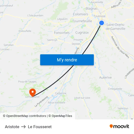 Aristote to Le Fousseret map