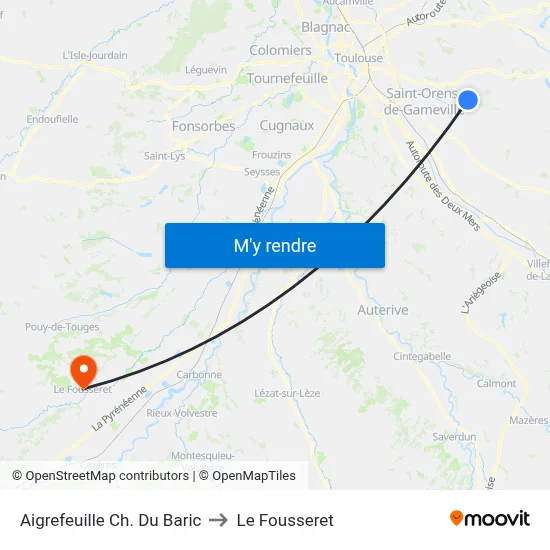 Aigrefeuille Ch. Du Baric to Le Fousseret map