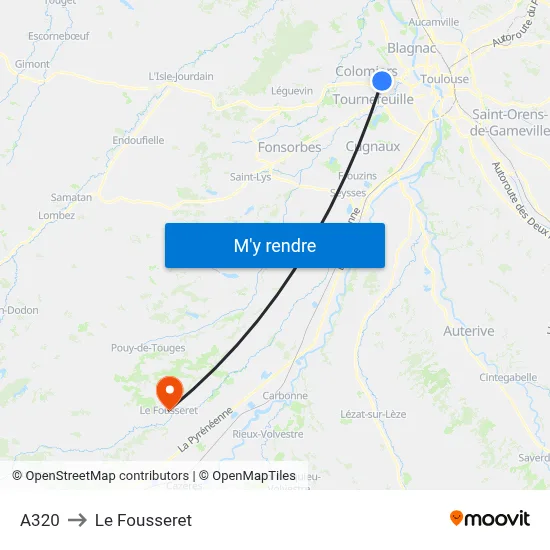 A320 to Le Fousseret map