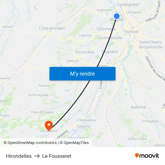 Hirondelles to Le Fousseret map