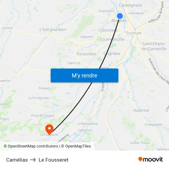 Camélias to Le Fousseret map