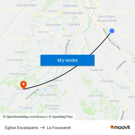 Eglise Escalquens to Le Fousseret map