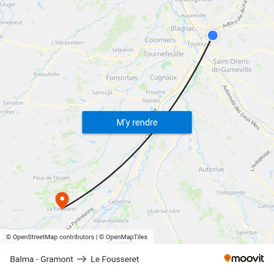 Balma - Gramont to Le Fousseret map