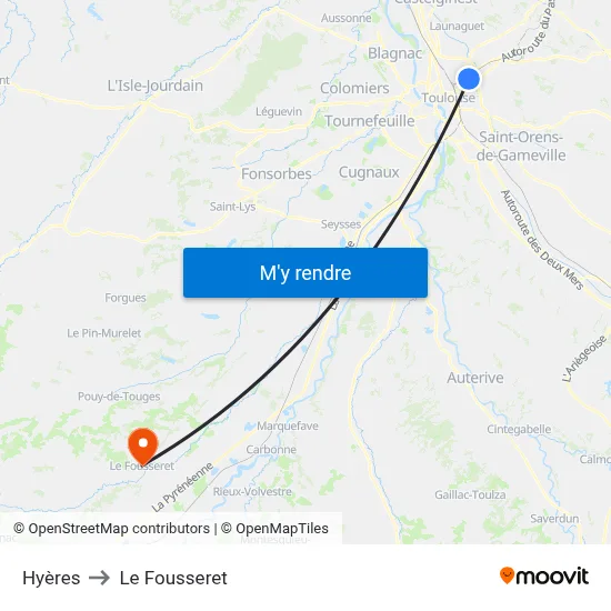 Hyères to Le Fousseret map