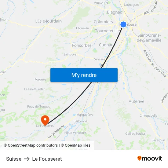 Suisse to Le Fousseret map