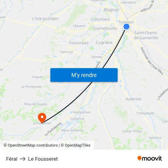 Féral to Le Fousseret map