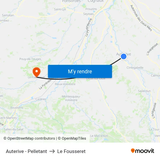 Auterive - Pelletant to Le Fousseret map