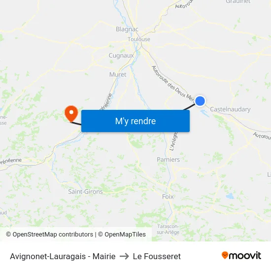 Avignonet-Lauragais - Mairie to Le Fousseret map