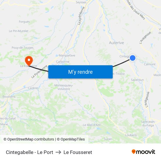 Cintegabelle - Le Port to Le Fousseret map