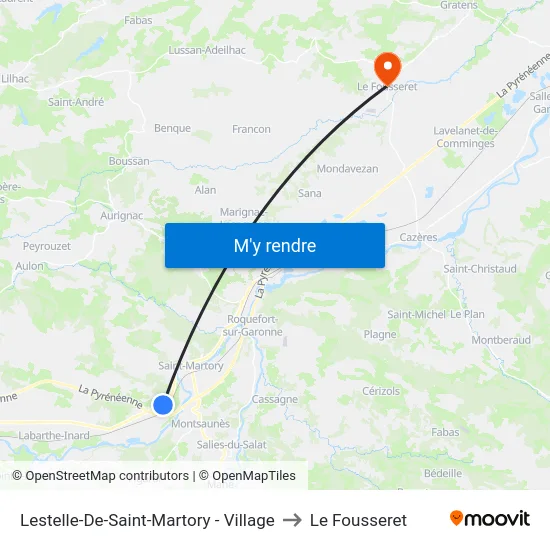Lestelle-De-Saint-Martory - Village to Le Fousseret map