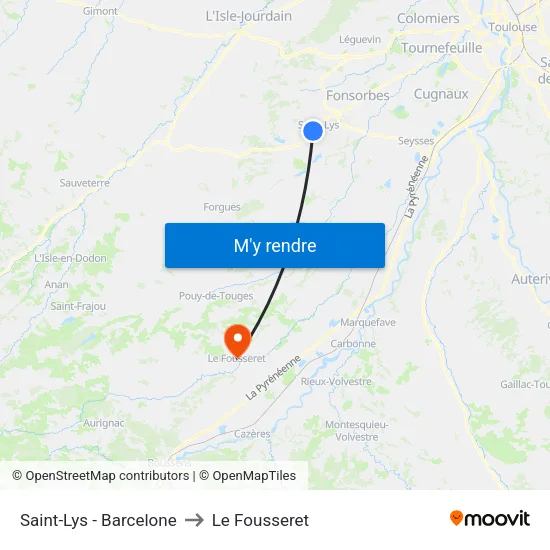 Saint-Lys - Barcelone to Le Fousseret map