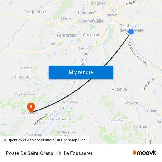 Poste De Saint-Orens to Le Fousseret map