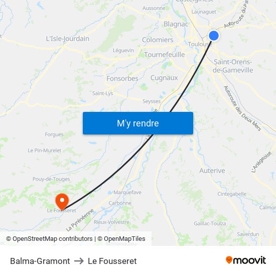 Balma-Gramont to Le Fousseret map