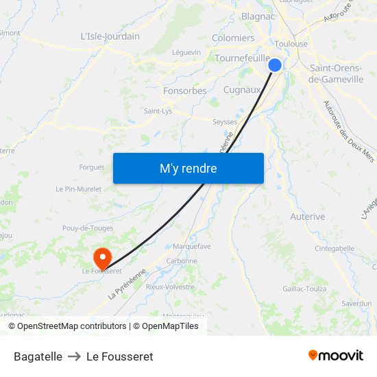 Bagatelle to Le Fousseret map