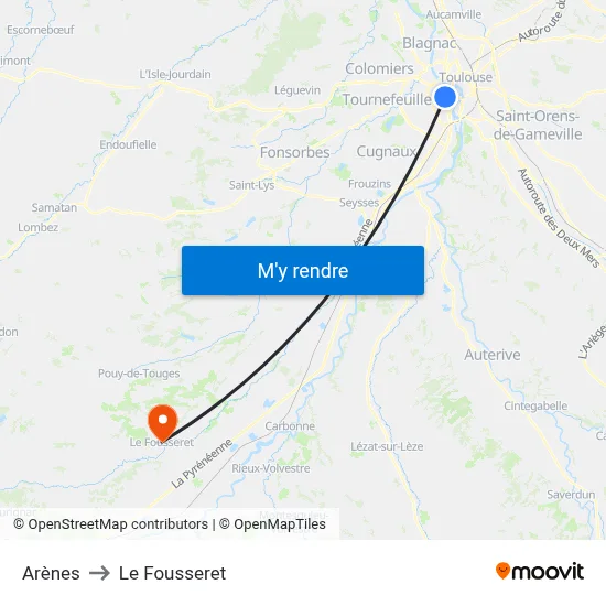 Arènes to Le Fousseret map