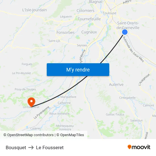Bousquet to Le Fousseret map