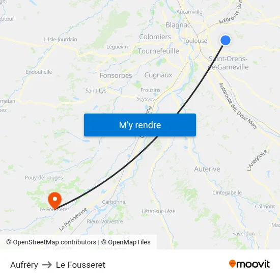 Aufréry to Le Fousseret map
