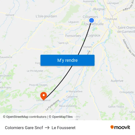 Colomiers Gare Sncf to Le Fousseret map