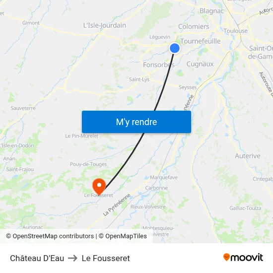Château D'Eau to Le Fousseret map