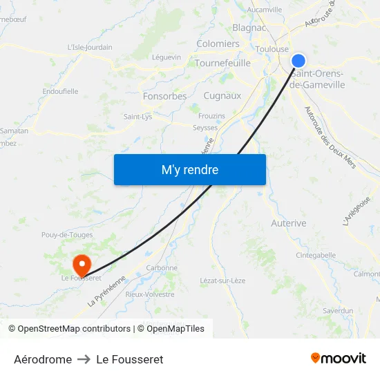 Aérodrome to Le Fousseret map