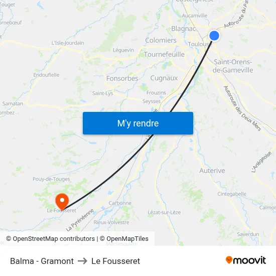 Balma - Gramont to Le Fousseret map