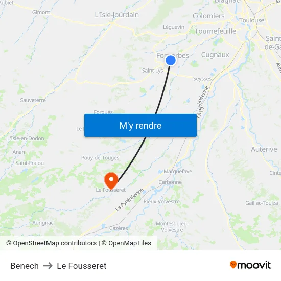 Benech to Le Fousseret map