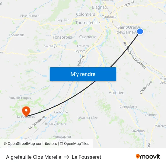 Aigrefeuille Clos Marelle to Le Fousseret map