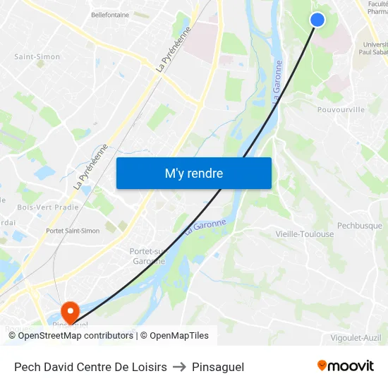 Pech David Centre De Loisirs to Pinsaguel map