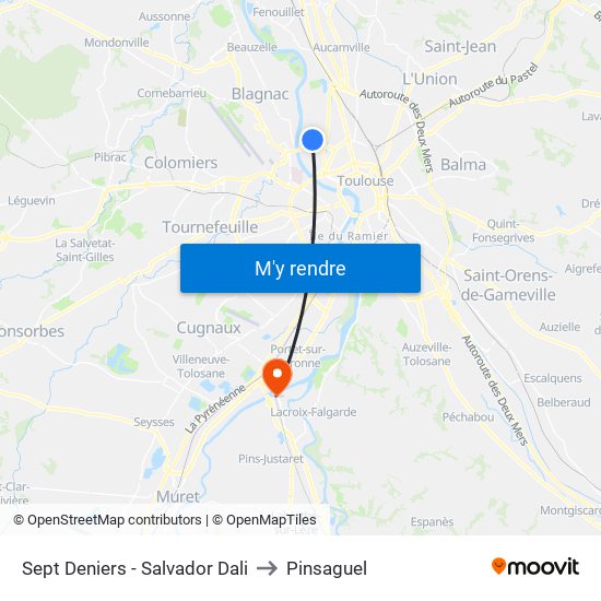 Sept Deniers - Salvador Dali to Pinsaguel map