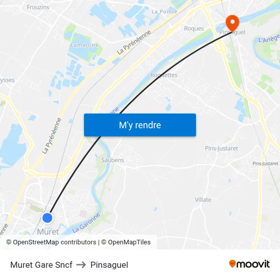Muret Gare Sncf to Pinsaguel map