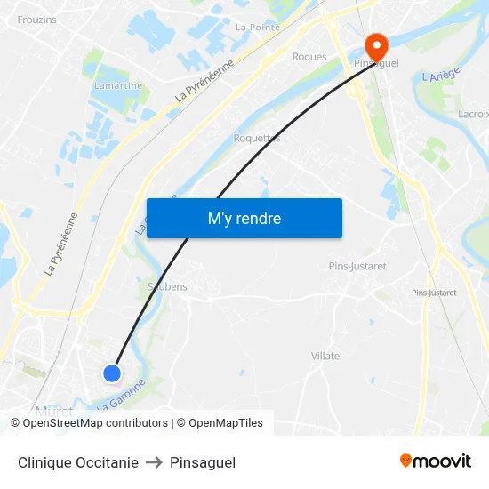 Clinique Occitanie to Pinsaguel map