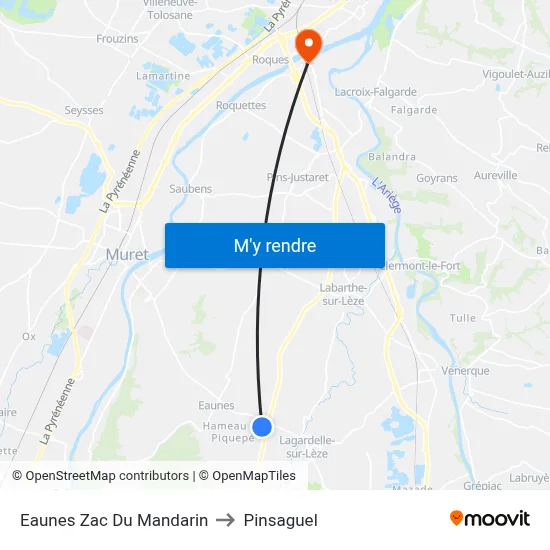 Eaunes Zac Du Mandarin to Pinsaguel map