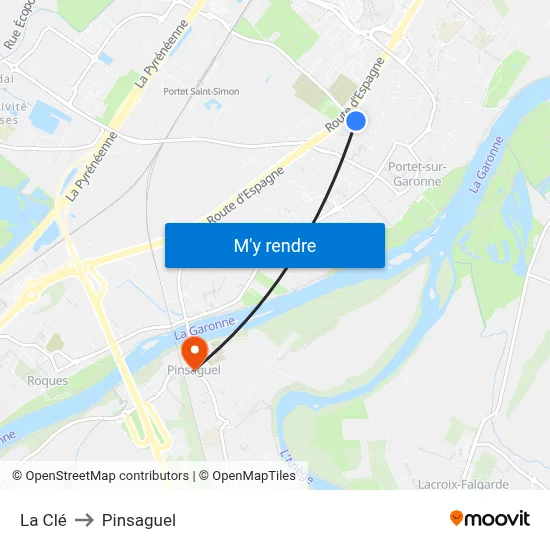 La Clé to Pinsaguel map