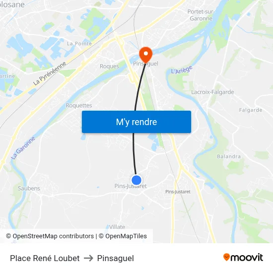 Place René Loubet to Pinsaguel map