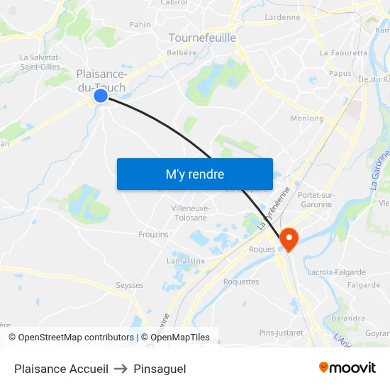 Plaisance Accueil to Pinsaguel map