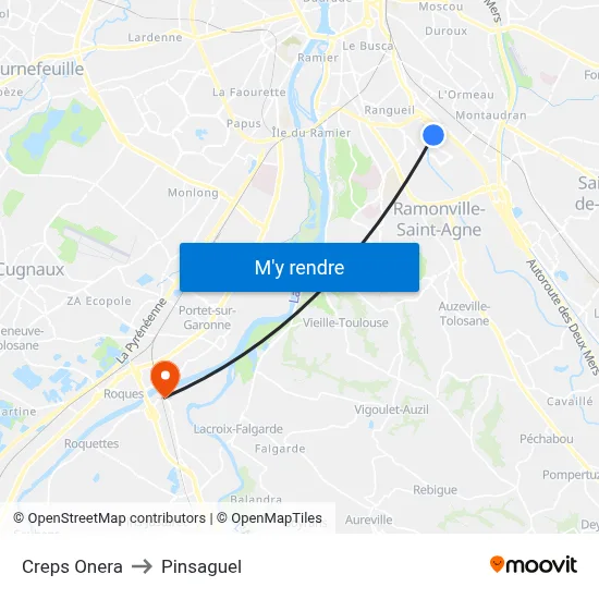 Creps  Onera to Pinsaguel map