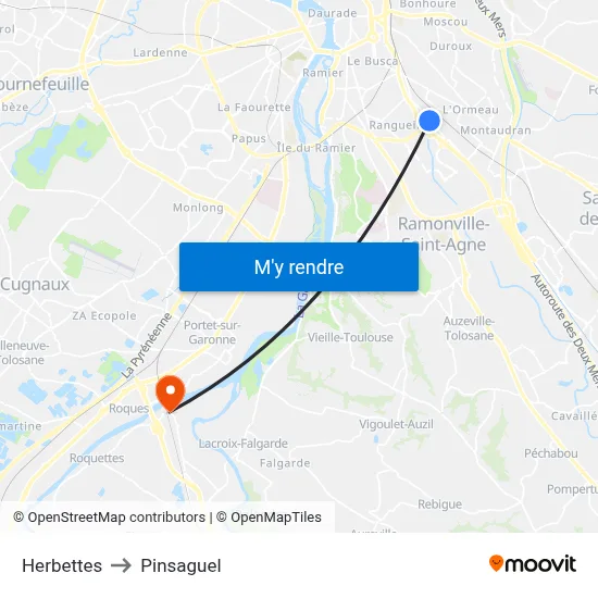 Herbettes to Pinsaguel map