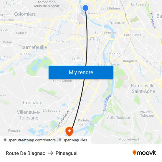 Route De Blagnac to Pinsaguel map
