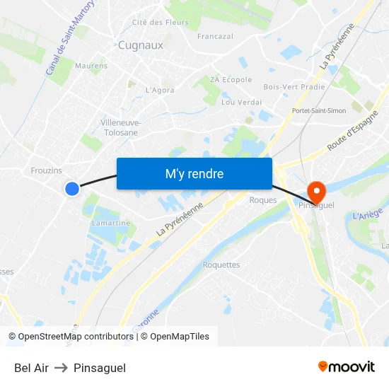 Bel Air to Pinsaguel map