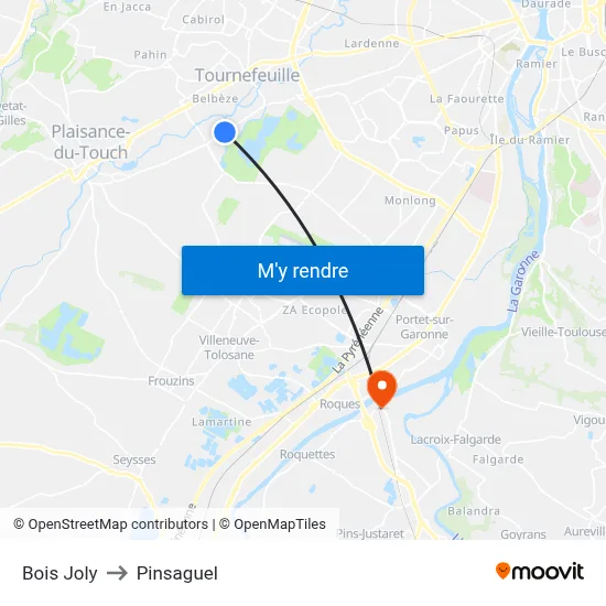 Bois Joly to Pinsaguel map
