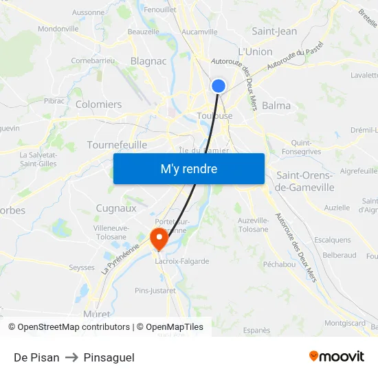 De Pisan to Pinsaguel map