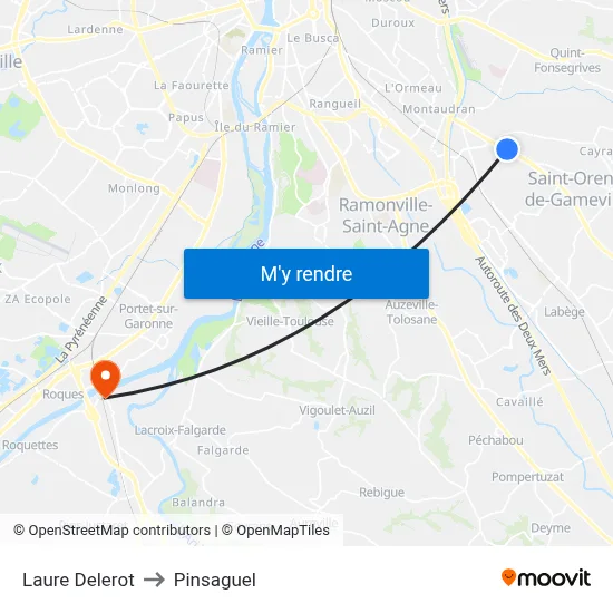 Laure Delerot to Pinsaguel map
