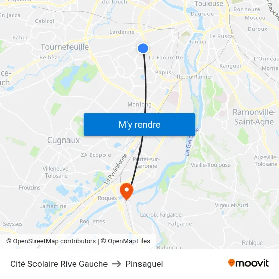 Cité Scolaire Rive Gauche to Pinsaguel map