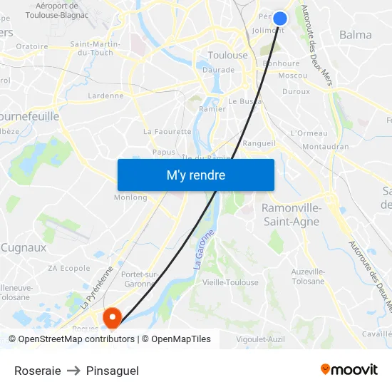 Roseraie to Pinsaguel map