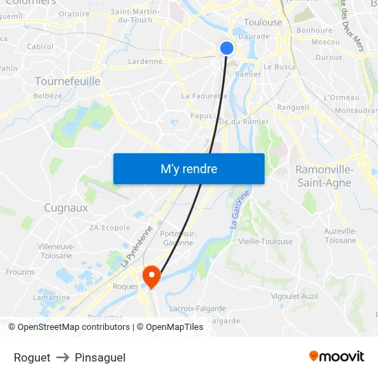 Roguet to Pinsaguel map