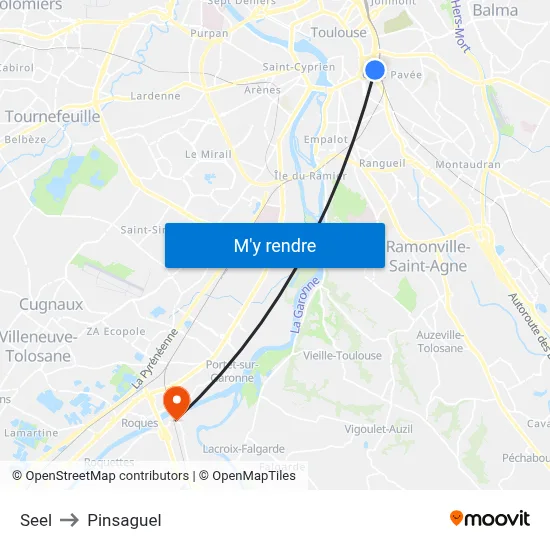 Seel to Pinsaguel map