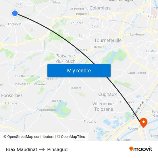 Brax Maudinat to Pinsaguel map