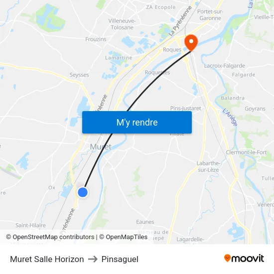 Muret Salle Horizon to Pinsaguel map